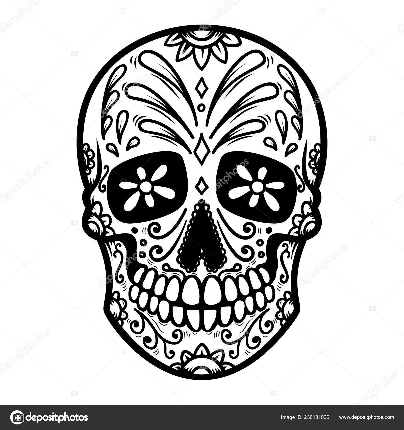 cabeza de calavera de azúcar decorativa día de muertos ilustración de  méxico 3444257 Vector en Vecteezy