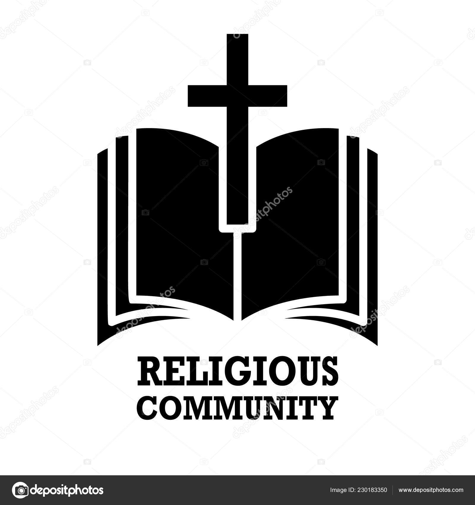 Religious Community Emblem Holy Bible Cross Design Element Poster Logo
