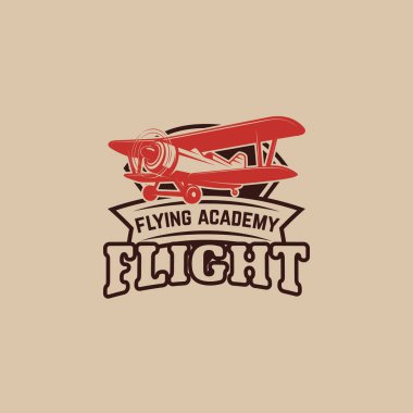 Uçak gösterisi. Retro uçak pervane üzerinde kanatlı amblemi. Logo, amblem, etiket işareti için öğe tasarlayın. Vektör çizim