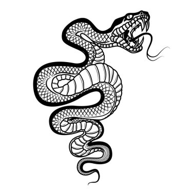 İllüstrasyon izole beyaz arka plan üzerinde yılan. Viper. Tasarım öğesi için logo, etiket, arma, işaret, rozet. Vektör çizim