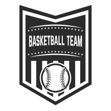 Beyzbol topuyla amblemi. Tasarım öğesi için logo, etiket, arma, işaret, rozet. Vektör çizim