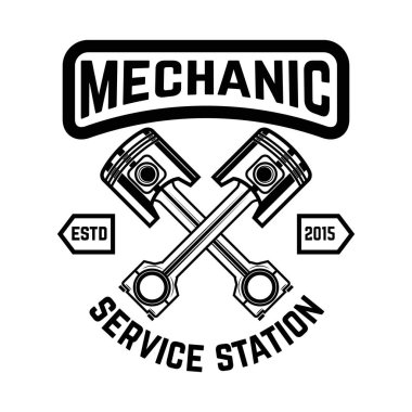 Oto servisi. Servis İstasyonu. Araba tamiri. Logo, amblem, etiket işareti için öğe tasarlayın. Vektör çizim