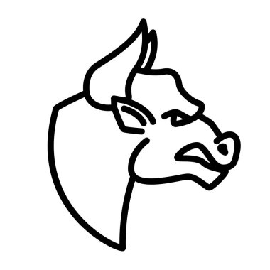 Çizgi stili simgesini kızgın boğa. Logo, amblem, etiket işareti için öğe tasarlayın. Vektör çizim 