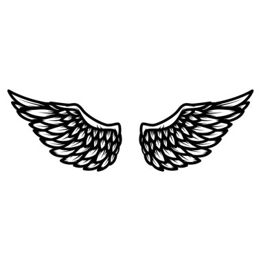Beyaz arka plan üzerinde izole kanat. Logo, amblem, etiket işareti için öğe tasarlayın. Vektör çizim