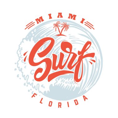 Sörf. Dalga deniz zemin üzerine yazı ifade. Poster, baskı, kart, afiş için. Vektör görüntü