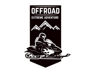 Offroad aşırı macera. Karmobil amblemi şablonu. Logo, amblem, etiket işareti için öğe tasarlayın. Vektör çizim