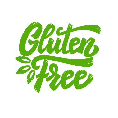Ücretsiz Gluten. Beyaz arka plan üzerinde izole ifade yazı. Afiş, amblem, afiş, paket için tasarım öğesi. Vektör çizim