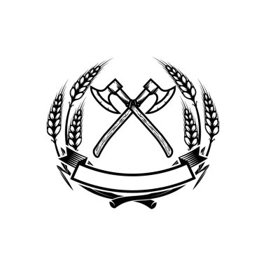 Çapraz eksen amblemi şablonu. Logo, amblem, etiket işareti için öğe tasarlayın. Vektör çizim