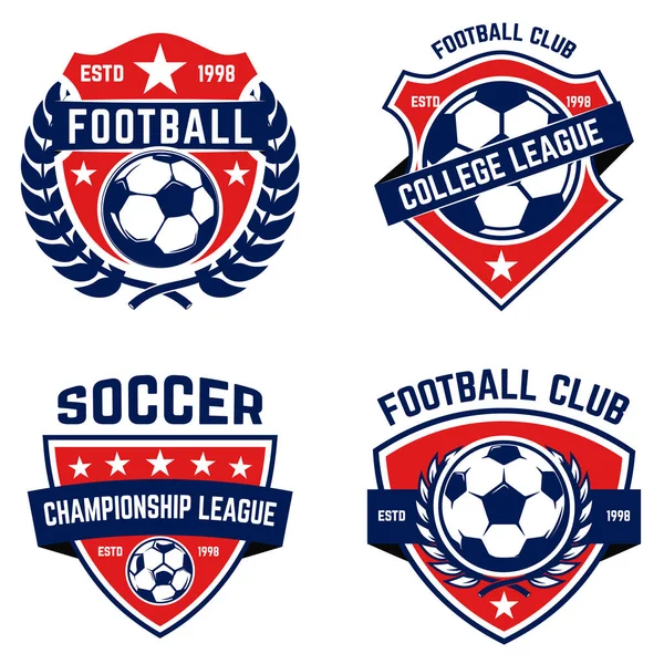 一套足球 足球标志 标志的设计元素 向量例证 — 图库矢量图片
