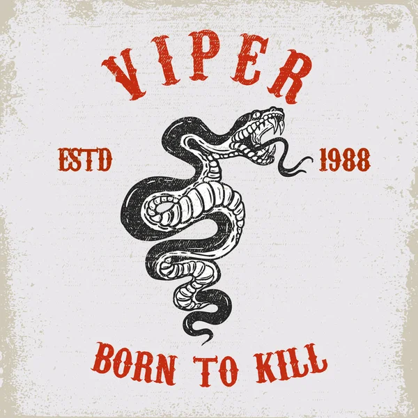 Viper snake illustration on grunge background. Design element for poster, card, t shirt, emblem. Vector image