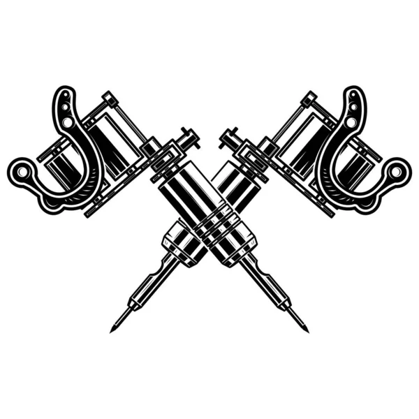 Beyaz arka plan üzerinde izole çapraz dövme makineleri. Afiş, amblem, işaret, rozet için tasarım öğesi. Vektör çizim