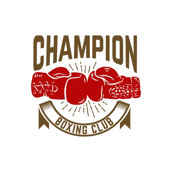 Champion Boxning Club Emblemet Mall Med Boxer Handskar Design Element — Stock vektor