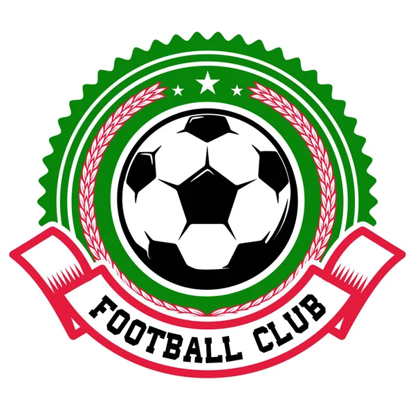 Futbol takımı. Futbol topu amblemi şablonu. Tasarım öğesi logosu, etiket, işaret, rozeti için. Vektör çizim