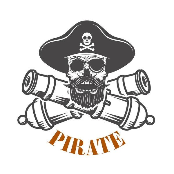 Πειρατές Έμβλημα Πρότυπο Κανόνια Και Pirate Κρανίο Στοιχείο Για Λογότυπο — Διανυσματικό Αρχείο