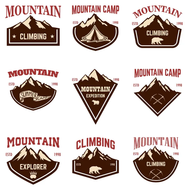 Mountain Camp Emblem Mallar Design Element För Logotyp Etikett Emblem — Stock vektor