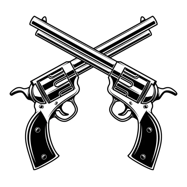Emblemvorlage Mit Gekreuzten Revolvern Designelement Für Logo Etikett Emblem Schild — Stockvektor