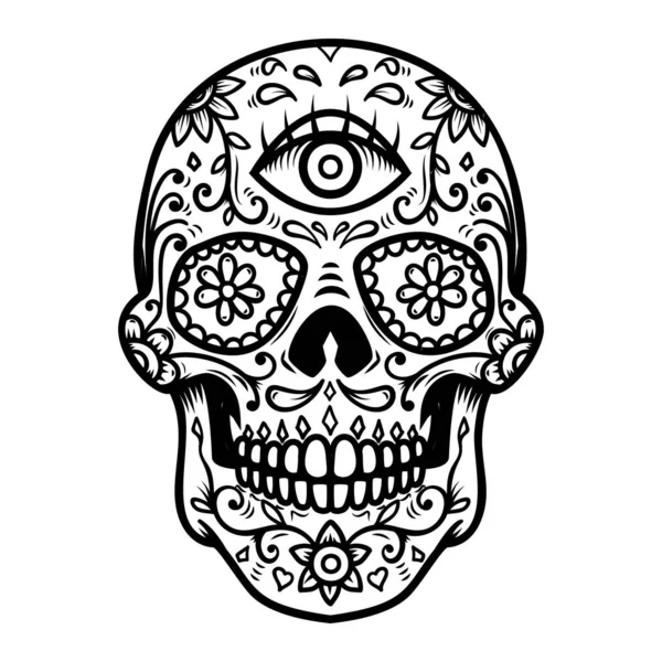 Sugar Skull Isolated White Background Day Dead Dia Los Muertos — Stock Vector
