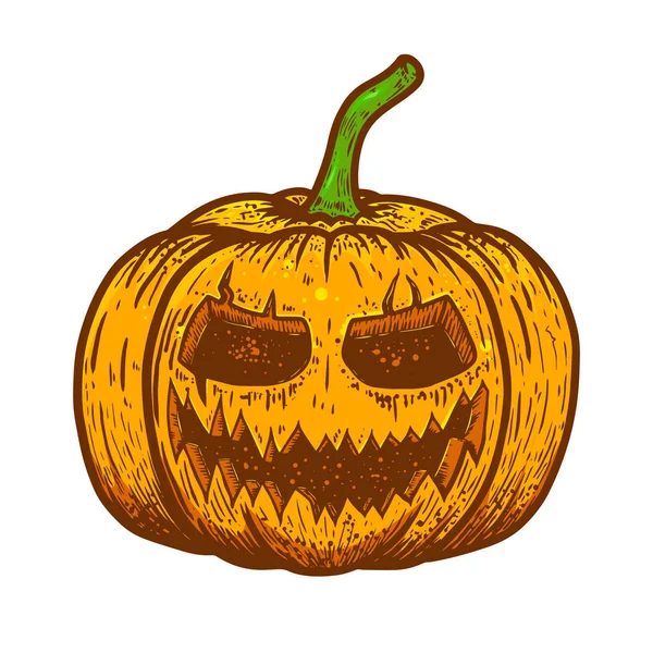 Halloween Läskiga Pumpa Illustration Vit Bakgrund Designelement För Kortet Banderoll — Stock vektor
