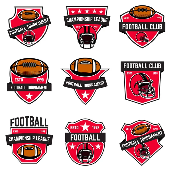 Uppsättning Amerikansk Fotboll Emblem Designelement För Etikett Affisch Skylt Logotyp — Stock vektor