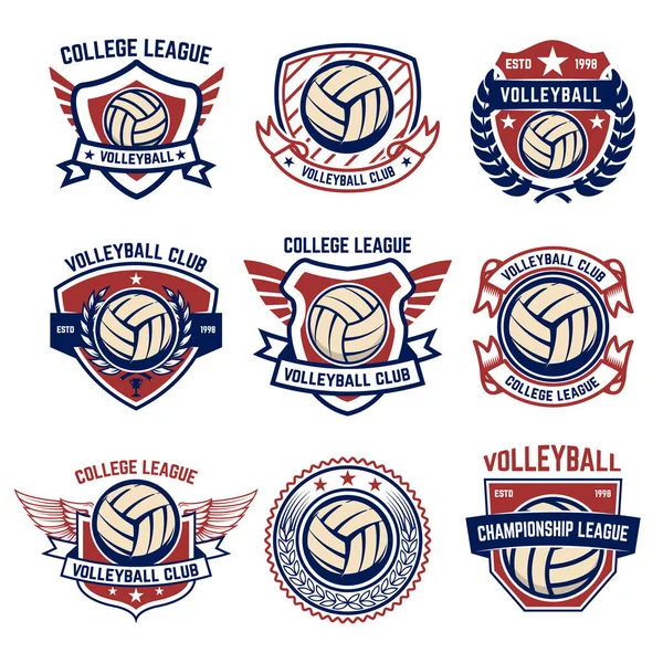 Emblemas Voleibol Sobre Fondo Blanco Elemento Diseño Para Logotipo Etiqueta — Vector de stock