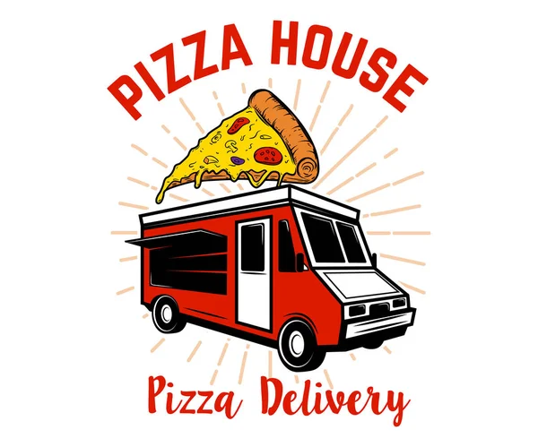 Pizza Livraison Piste Élément Design Pour Logo Étiquette Emblème Signe — Image vectorielle