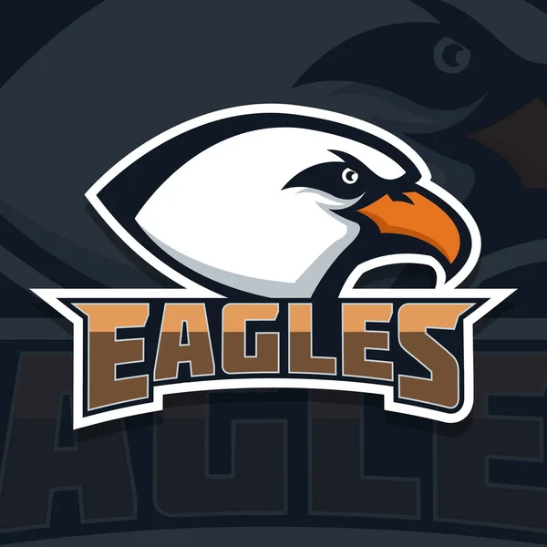 Águias Modelo Emblema Com Cabeça Águia Mascote Equipa Desportiva Ilustração —  Vetores de Stock