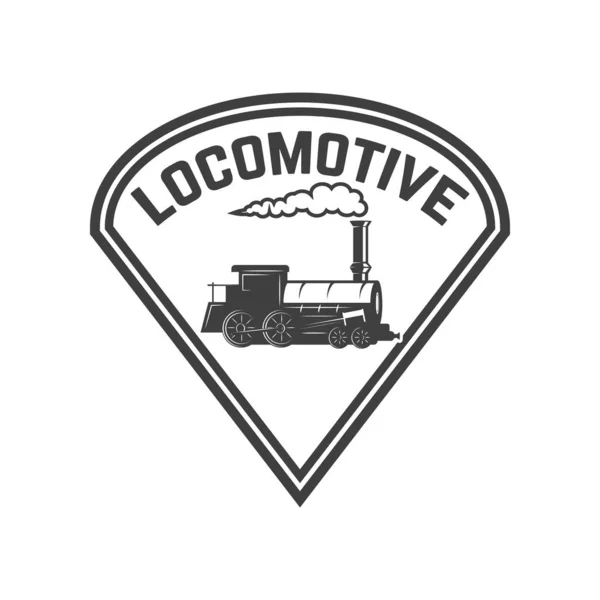 Modèle Emblème Avec Train Rétro Chemin Fer Locomotive Élément Design — Image vectorielle