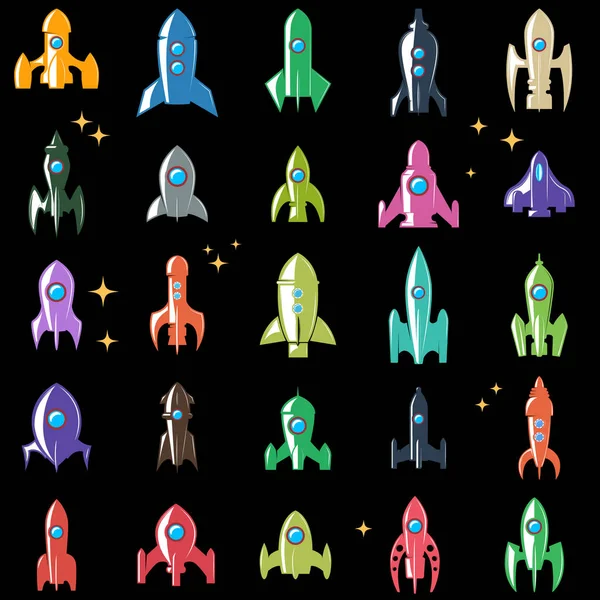 Gran Conjunto Iconos Cohetes Elemento Diseño Para Logotipo Etiqueta Emblema — Archivo Imágenes Vectoriales