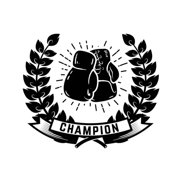 Чемпионский Боксерский Клуб Шаблон Эмблемы Боксерскими Перчатками Элемент Дизайна Логотипа — стоковый вектор