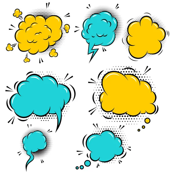 Set Empty Colorful Comic Style Speech Bubbles Design Element Poster — Stock Vector