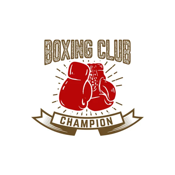 Boxing Club Emblem Med Boxning Handen Ritade Boxning Handske Design — Stock vektor