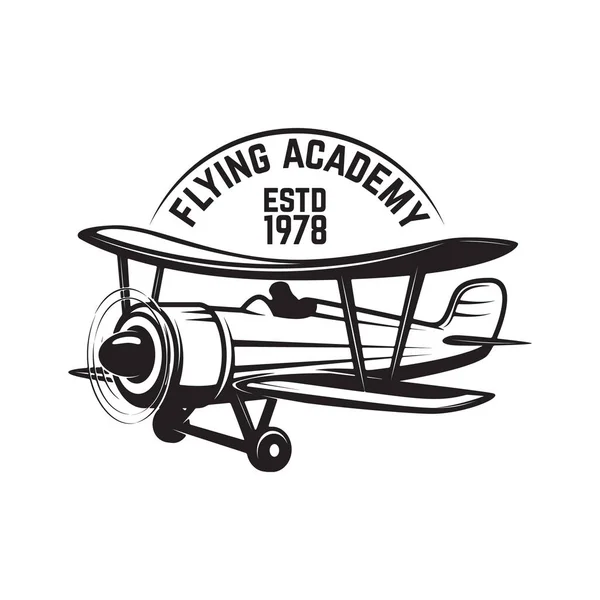 Aviation Training Center Emblem Template Retro Airplane Design Element Logo — Stock Vector