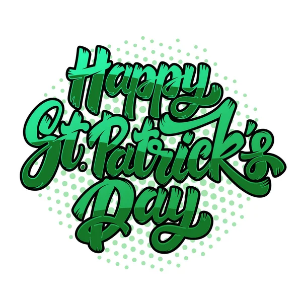 Happy Patrick Day Lettering Phrase White Background Design Element Poster — Stock Vector