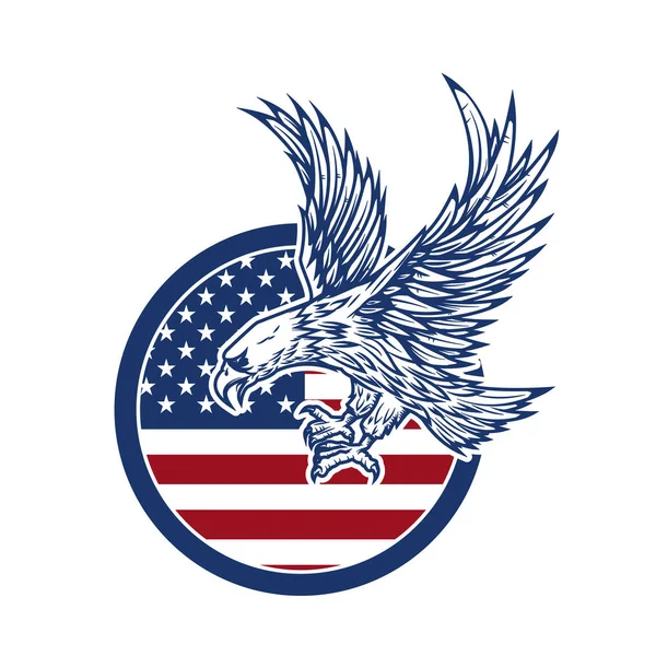 Adler Auf Amerikanischer Flagge Designelement Für Logo Etikett Emblem Schild — Stockvektor