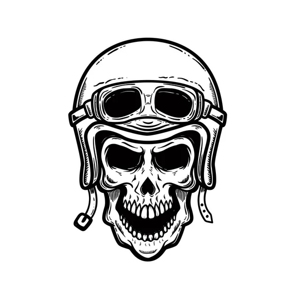 Motoros Skull Sisak Elszigetelt Fehér Background Design Elem Kártya Banner — Stock Vector