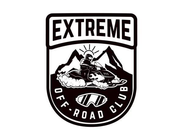 Offroad Extremabenteuer Emblemvorlage Mit Schneemobil Designelement Für Logo Etikett Emblem — Stockvektor