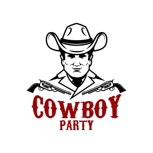 Cowboy Πάρτι Καουμπόη Περίστροφα Στοιχείο Του Σχεδιασμού Για Λογότυπο Σήμα — Διανυσματικό Αρχείο
