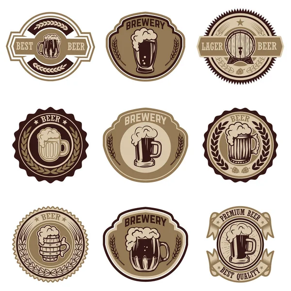 一套老式啤酒标签 设计标志 菜单的元素 向量例证 — 图库矢量图片
