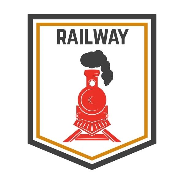Modelo Emblema Com Trem Retro Estrada Ferroviária Locomotiva Elemento Design — Vetor de Stock