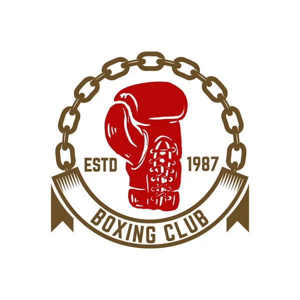 Club Boxe Champion Modèle Emblème Avec Gant Boxe Élément Design — Image vectorielle