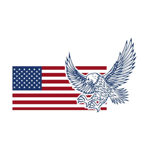 Adler Auf Amerikanischer Flagge Designelement Für Logo Etikett Emblem Schild — Stockvektor