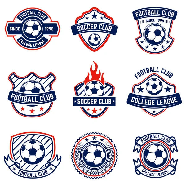 Juego Fútbol Emblemas Fútbol Elemento Diseño Para Logotipo Etiqueta Emblema — Vector de stock