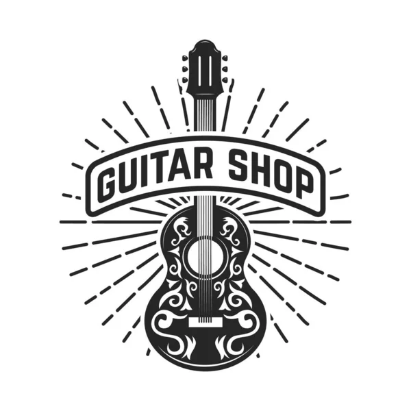 Tienda Guitarras Rock Roll Elemento Diseño Para Logotipo Etiqueta Emblema — Vector de stock