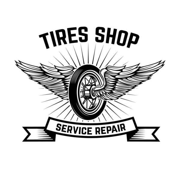 Garage. Service station. Car repair. Design element for logo, label, emblem, sign. Vector illustration