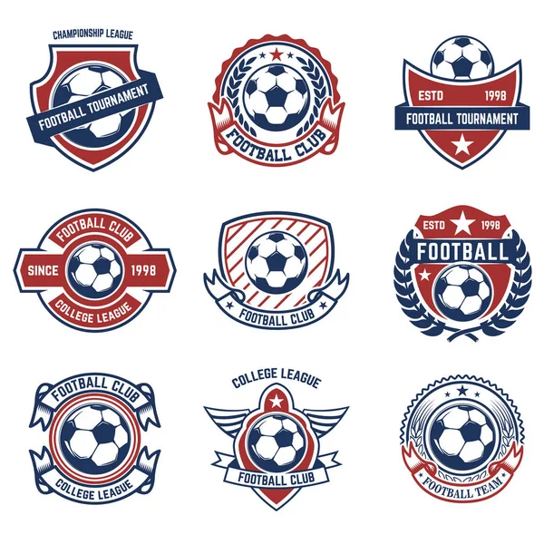 Juego Fútbol Emblemas Fútbol Elemento Diseño Para Logotipo Etiqueta Emblema — Vector de stock