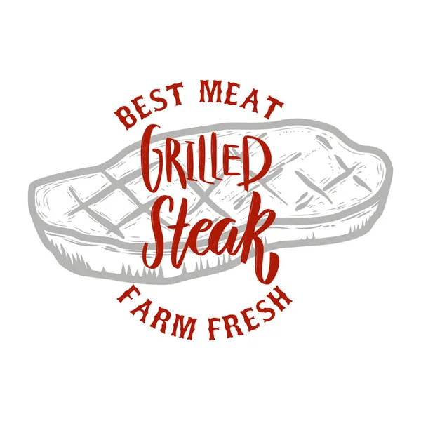 Bife Grelhado Fazenda Melhor Carne Fresca Carne Grelhada Elemento Design —  Vetores de Stock