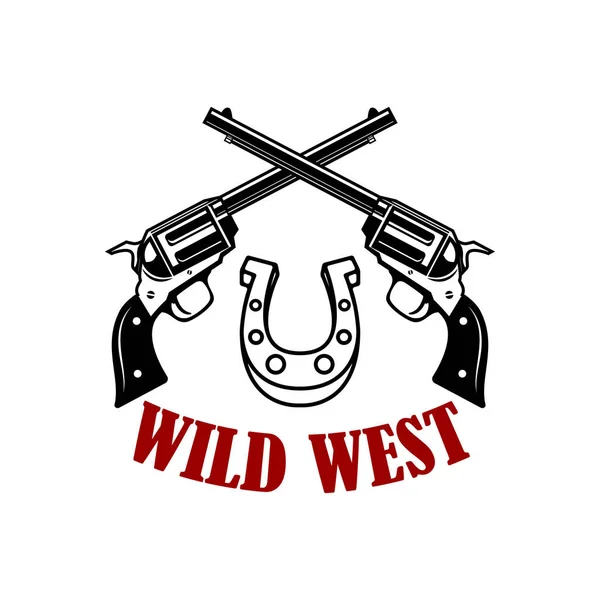 Far West Revolvers Croisés Sur Fond Blanc Elément Design Pour — Image vectorielle