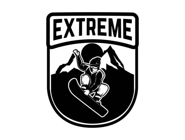 Snowboarding Emblema Com Snowboarder Elemento Design Para Logotipo Rótulo Emblema — Vetor de Stock