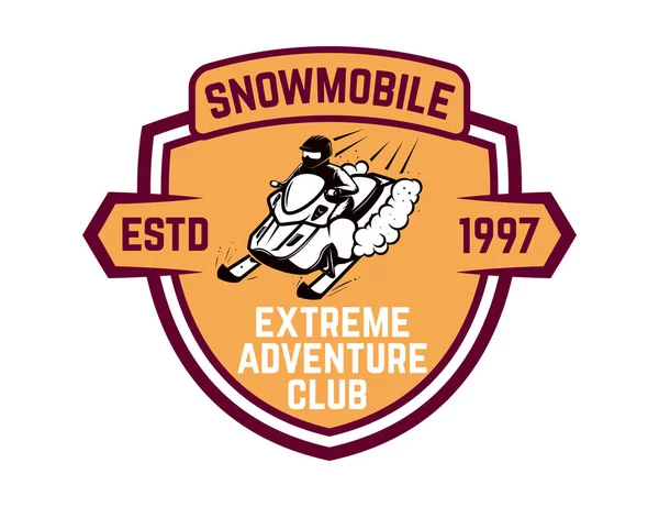 Club Aventura Extrema Emblema Con Moto Nieve Elemento Diseño Para — Archivo Imágenes Vectoriales