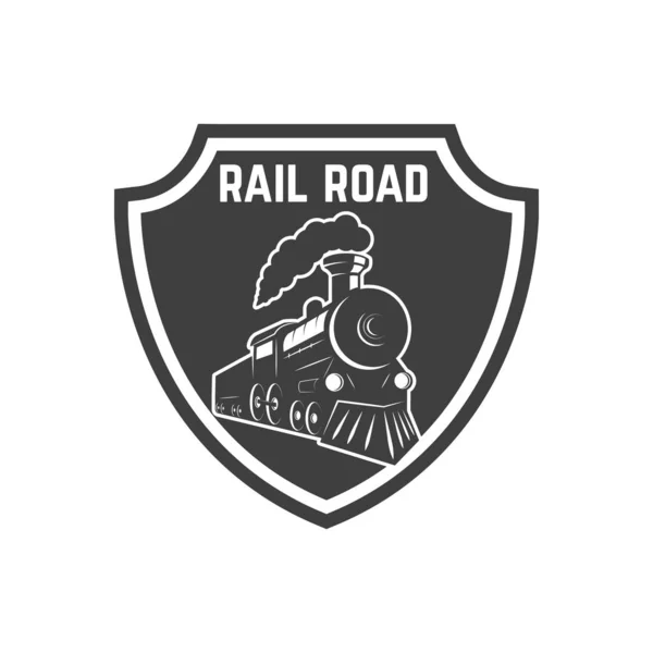 レトロな列車でエンブレムのテンプレートです ラベル サインのデザイン要素です ベクトル画像 — ストックベクタ